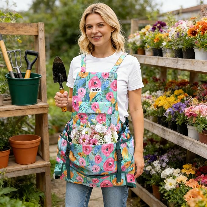 Garden Harvest Apron for Women, Fruit Picking Apron with Quick Release Bottom