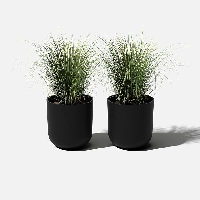 Veradek Round Black Plastic Planter Pots for Indoor/Outdoor Garden Use, with Drainage Holes, Suitable for Small to Large Succulent Plants, Flowers, Modern Interior Plants