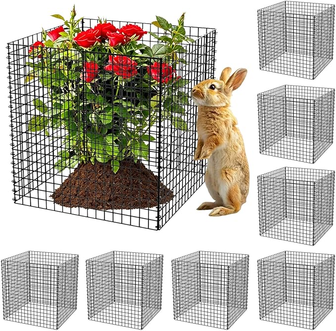 (8 Packs) Plant Protectors from Animals, 14.8" Lx14.8 Wx15.7 H Heavy-Duty Large Wire Plant Cages, Keep Rabbits Out for Vegetables, Shrubs & New Plants