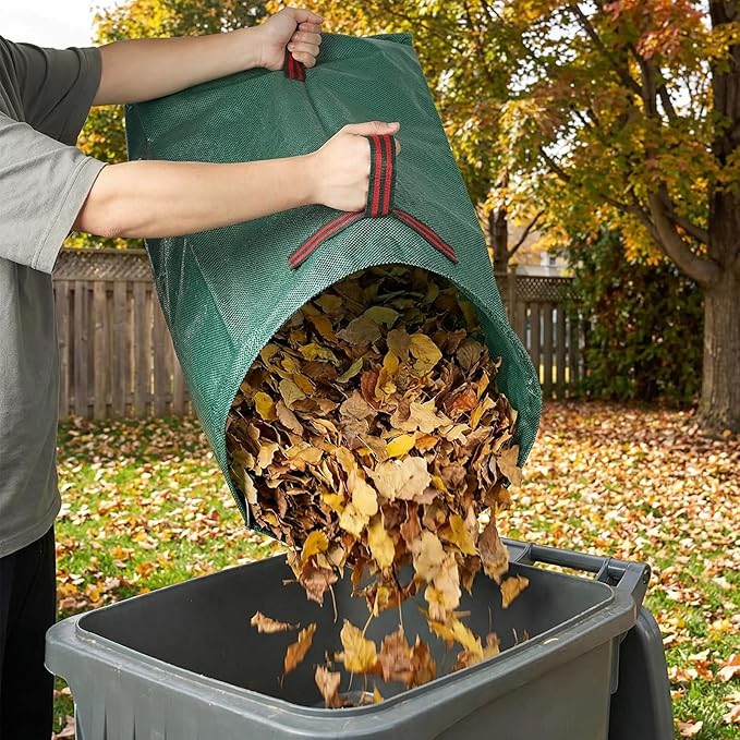 53 Gallon Yard Bags, 2-Pack Reusable Yard Waste Bags, Dustpan Design Leaf Bags for Yard Waste, Grass, Lawn Trash