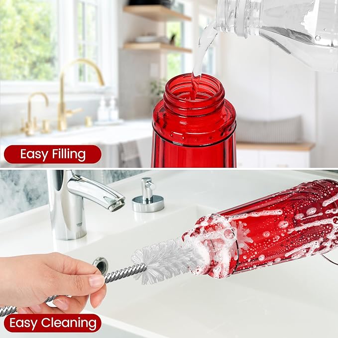 2 Pack Glass Hummingbird feeders for Outdoors 14Ounces，5 Feeding Ports Hummingbird Feeder,Wide Mouth for Easy Filling/Cleaning，Hanging for Garden Backyard Decor, Includes Ant Moat (Red，2Pack)
