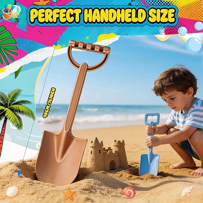 Beach Shovels Set for Kids & Adults, Great for Beach Digging, Sandbox Play, Garden Tasks, Snow Shoveling & Outdoor Fun, Suited for Party Bundles, Gardening Planting, Summer Activity Essentials