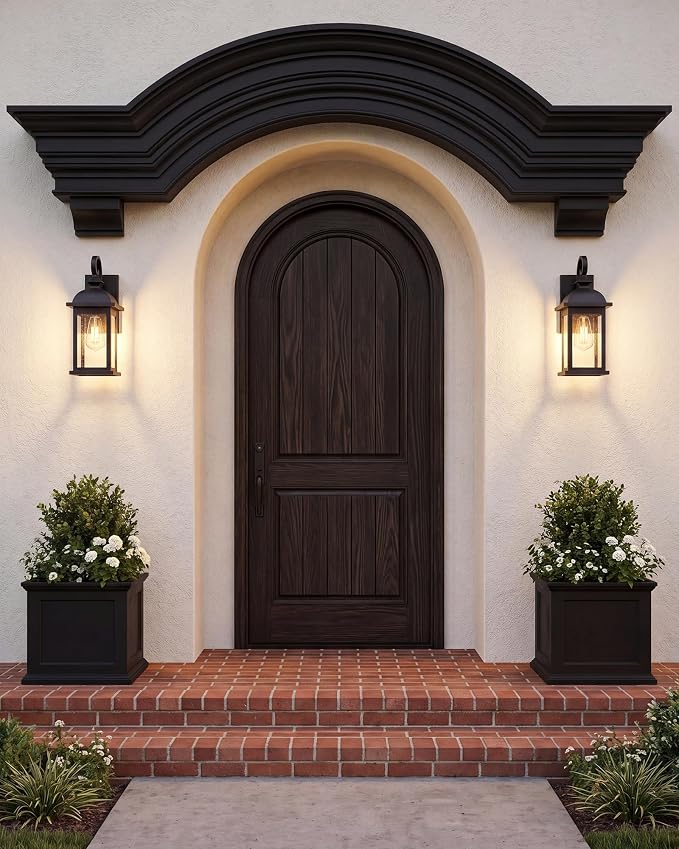 FEMILA Exterior Wall Sconce, 2 Packs Outdoor Waterproof Wall Lights Fixture, E26 Socket Wall Lantern for Porch, Anti-Rust Matte Black Finish with Seeded Glass Lampshade, 4FD54B-2PK BK