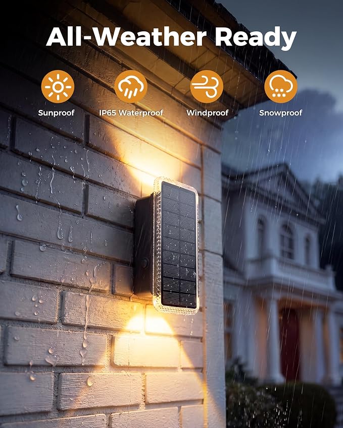 vighep Solar Fence Lights Outdoor 4 Pack, 5CCT(3000K-6000K) Up and Down Solar Wall Lights, IP65 Waterproof Dusk to Dawn Fence Lights Solar Powered for Patio, Porch, Backyard, Garage, Wall Decor