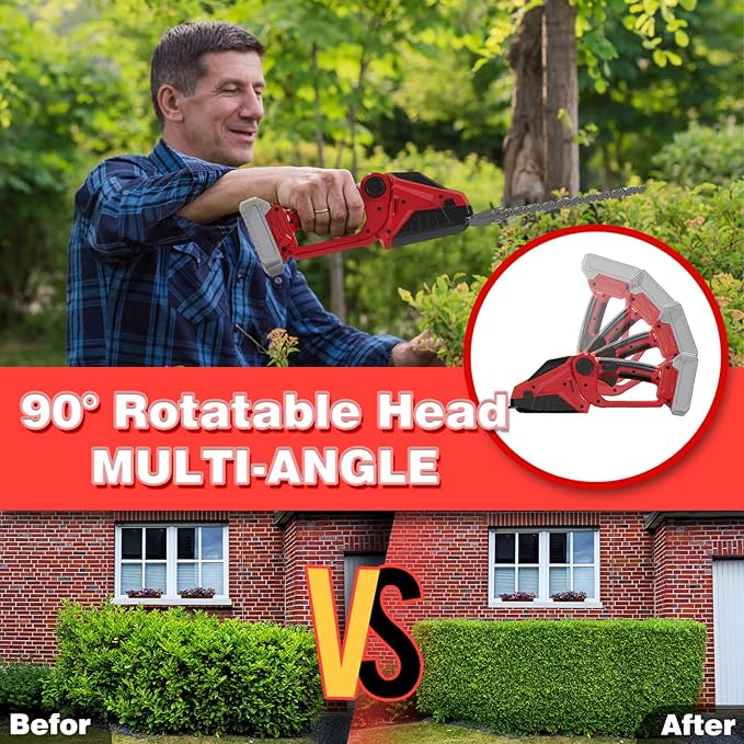 Cordless Hedge Trimmer Compatible with Milwaukee 18V Battery(No Battery),2200RPM Mini Grass Shear,2 in 1 Handheld Electric Hedge Trimmer/Grass Cutter,Shrub/Bush Trimmer for Gardening,Yard