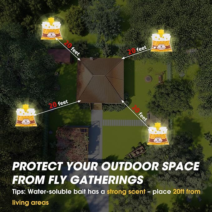 8 Pack Fly Traps Outdoor Hanging for Patio, Flies Bags Outdoor Disposable with 30g Bait, Bug Fly Hunter Catcher Killer Control for Barn Horse Ranch Chicken Coop