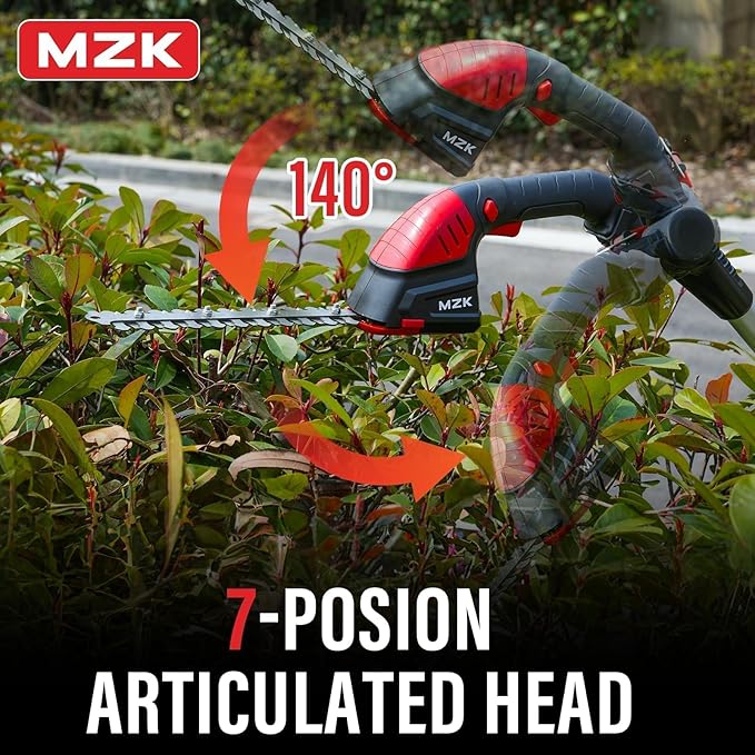 MZK 2-in-1 20V Pole Mini Hedge Trimmer & Grass Shear, 13ft Reach, Electric Hedge Trimmer with Extension Pole, Multi-Angle (1 Battery and Charger Included) (13FT)
