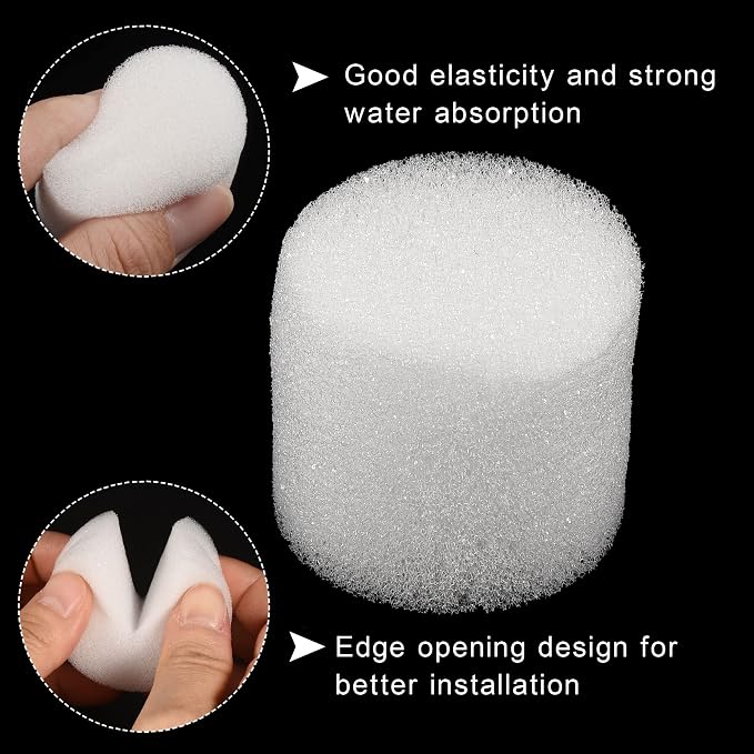 MECCANIXITY 50pcs Hydroponic Sponges, 1.26" Growing Media Cylindrical Sponges for Home Vegetable Flower Planting, White