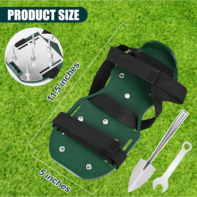 Miuwauer Lawn Aerator Shoes (Upgrade Version (Aluminum Alloy Sole), Green-Black)