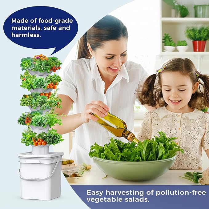 SJZX Hydroponics Growing System Kit, 5-Layer Hydroponic Tower, 30 Planting Holes, Space-Saving Vertical Gardening System, Suitable for Both Indoor and Outdoor use Germination Kits