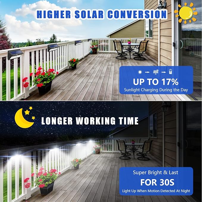 Solar Lights Outdoor, Wireless 100 LED Solar Motion Sensor Lights Waterproof Security Wall Lighting Outside for Front Door, Backyard, Steps, Garage, Garden (2000LM, 4PACK)