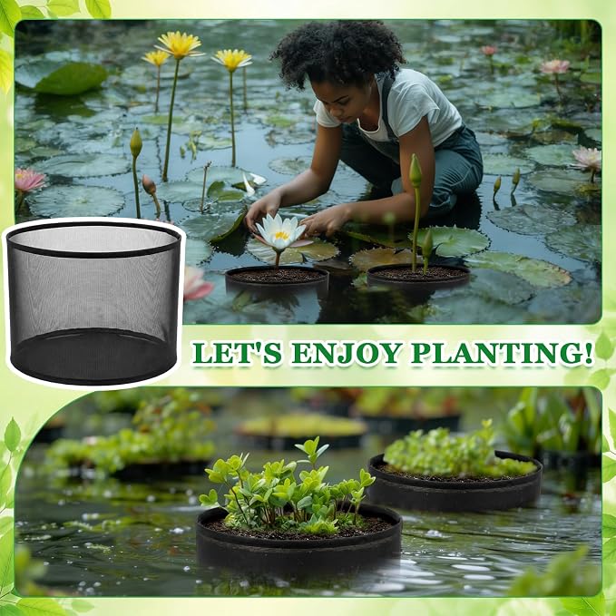4 Pcs Large Aquatic Pond Planting Bags 12 x 16 Inch Reusable Fabric Pond Plant Pots 10 Gallon Breathable Aquatic Plant Basket Grow Bags for Bog Plants Water Lily Lotus Garden
