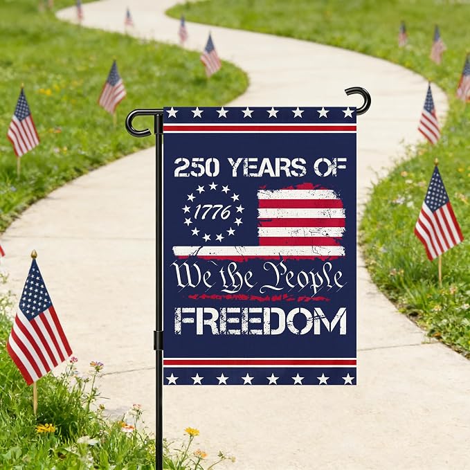 250 Anniversary Usa Garden Flags for Outside, 250 Anniversary USA Flag 1776-2026 Commemorative Patriotic 250 Year Banner Yard Sign 4th of July Decorations Freedom Double-Sided Waterproof Flag We The People ith Stars Stripes 250 Year American Flag 12x18...