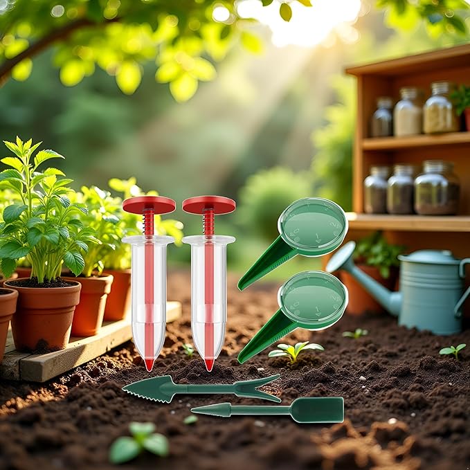 6Pcs Mini Sowing Seed Dispenser,Planter Tool, Handheld Seed Planter, Seed Sower Tool, Garden Seed Planter,Small Seed Spreader with Seedlings Dibber Widger for Spreaders Gardening and Lawn Care