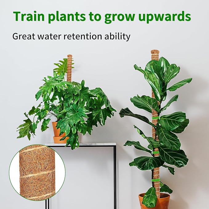 4 Pack Moss Pole, 26.8-Inch Moss Poles for Plants Monstera,Bendable Plant Support Stakes for Climbing Plants Indoor, Garden Trellis Plant Stick for Potted Plants, Pothos Philodendron