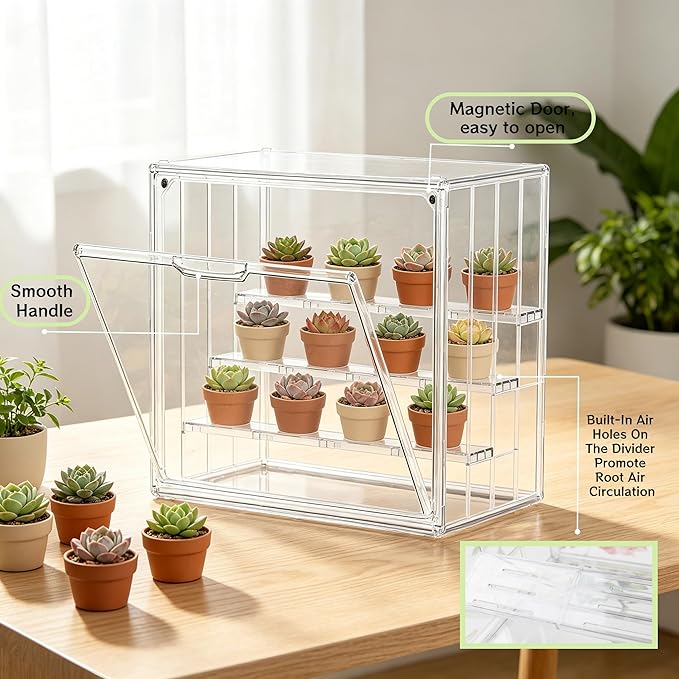 Mini Greenhouse Indoor, Clear Portable Green House for Seed Starting and Small Plants, 14.1”x10.6”x8.4”