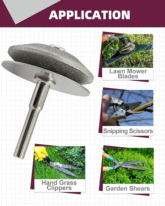 Lawn Mower Blade Sharpener - Grit 100/120 Multi-Purpose Diamond Sharpener for Garden Shears/Scissors/Knife/Trowel, Bypass Loppers, Weeding Sickle, Splitting Axe, Machete, for Hand Drills