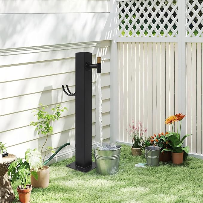 Outdoor Vertical Garden Water Column, 304 Stainless Steel & All-Copper Faucet, Dual Water Inlet，Outdoor Antifreeze Faucet Dispenser Hydrant Water Feature Fountain, for Irrigation