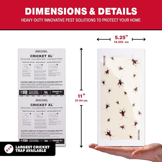 Catchmaster Cricket XL Giant Glue Boards 48Pk, Cricket Traps Indoor with Adhesive Attractant Design, Bug Catcher Traps for Inside Your Home, Insect Killer for House & Garage, Pest Control for Home