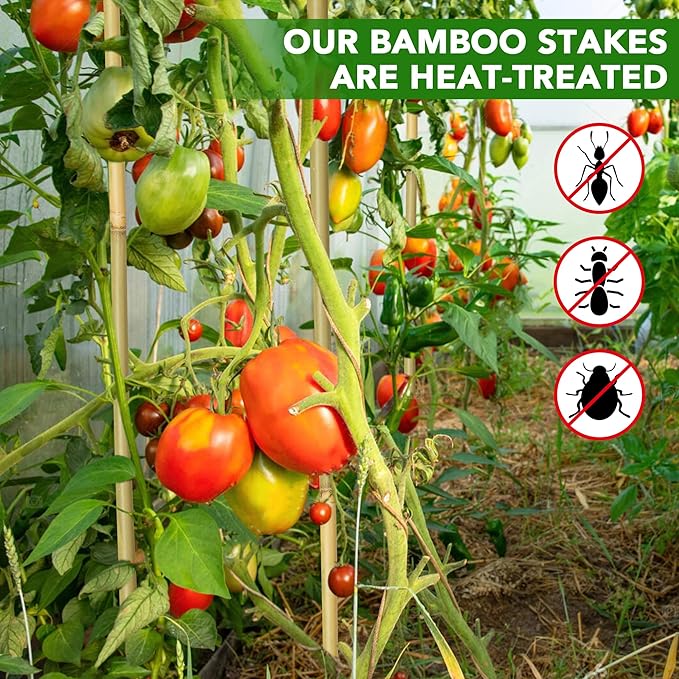 70 Pcs Bamboo Stakes, 4 Feet Natural Bamboo Garden Stakes for Plant, Garden Bamboo Plant Sticks for Plants Support, Tomato, Beans, Vegetable, Trees and Climbing Plants
