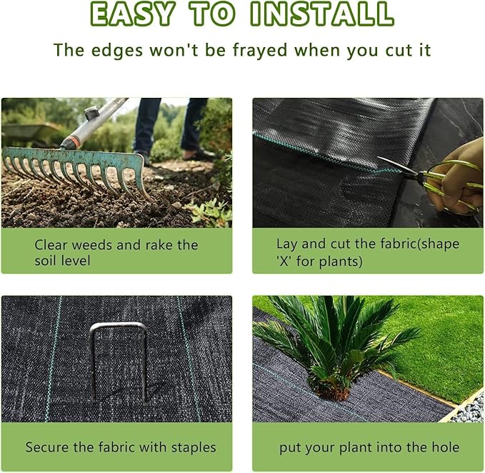 4ftx50ft Weed Barrier Landscape Fabric Heavy Duty，Weed Block Gardening Ground Cover Mat, Weed Control Garden Cloth ，Woven Geotextile Fabric for Underlayment，Commercial Driveway Fabric