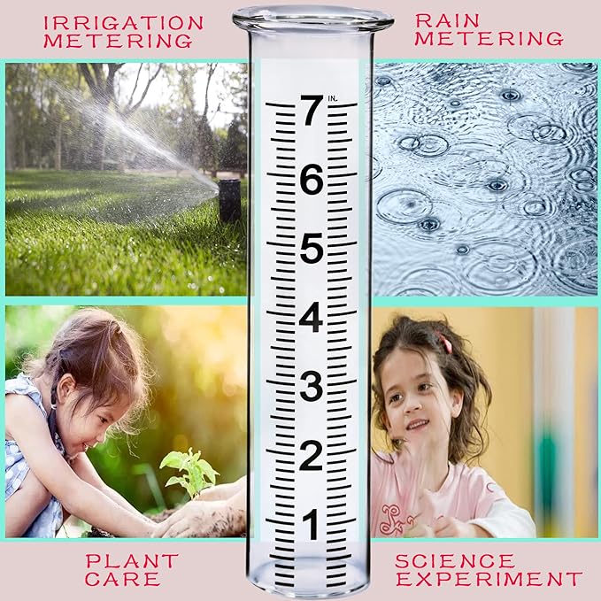 JMBay Rain Gauge Replacement Tube,7 inch Capacity Outdoor Rain Gauge Glass Tube for Garden Yard Home, Upgraded Lip Design Large Font Transparent Measure Tube,Best pcs Tube with 1 Clean Brush.