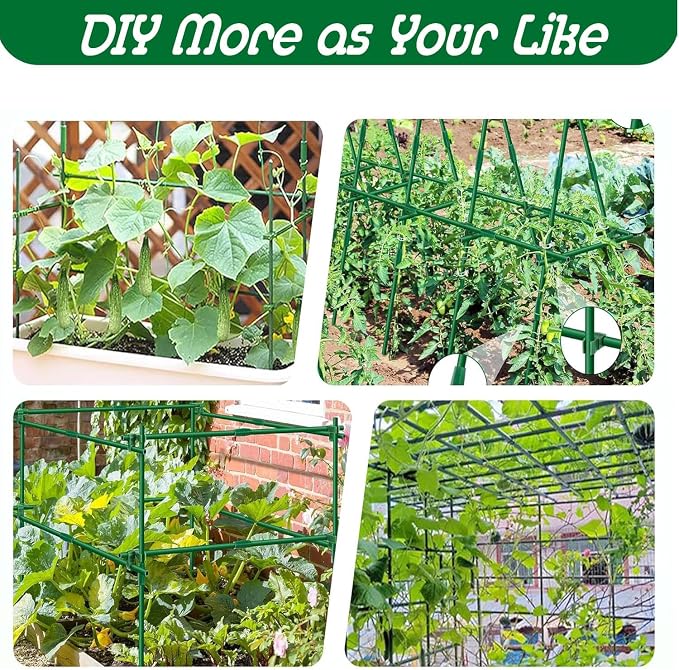 Garden Stakes Kit:13.7 Inch 48 Pack, Plant Sticks Supports & Accessories for DIY 4ft, 5ft, 6ft, 7ft Stakes for Tomato, Vegetables, Indoor & Outdoor Gardening Supplies (15SET)