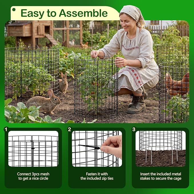 8 Pack Plant Protector from Animals, Wire Mesh Plant Cages for Garden – Sturdy Metal Plant Protectors to Keep Rabbits, Squirrels, and Animals Out – Ideal for Vegetables, Flowers, and Outdoor Plants