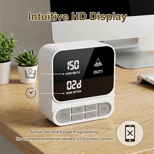 Automatic Plant Waterer for 15+ Indoor Plants, 3-Pump Independent Control Drip Irrigation System, 2600mAh Rechargeable Self Watering System with Timer, Anti-Siphon Design, HD LCD Display