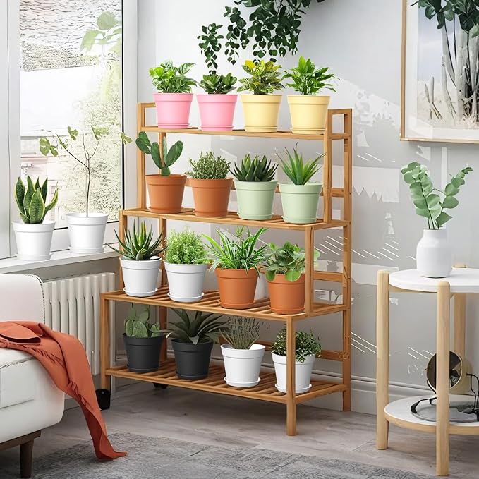 10 Pack 6 Inch Plant Pots with Drainage and Saucers, White Plastic Flower Pots for Indoor and Outdoor Plants, Stackable Nursery Planters for Houseplants and Herbs, White