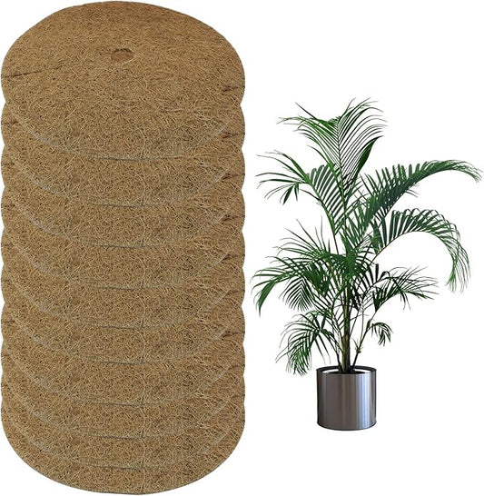 10Pcs 11.8 Inch Coconut Fiber Mulch Ring Tree Plant Protector Mat, Coco Coir Tree Protection Ring Mats for Indoor, Outdoor