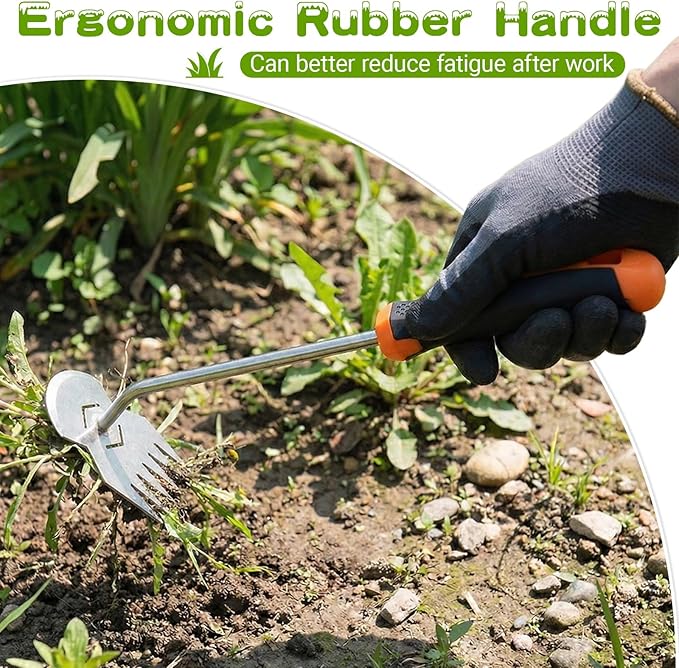 Garden Tools,Weeder Tool,Portable Weeding Tool,Garden weed pulling tool,Adopt Anti Slip Handle,Conforms to Ergonomic Curves,Weed puller tool Suitable for Farm Planting,Gardening(Black Orange Handle)