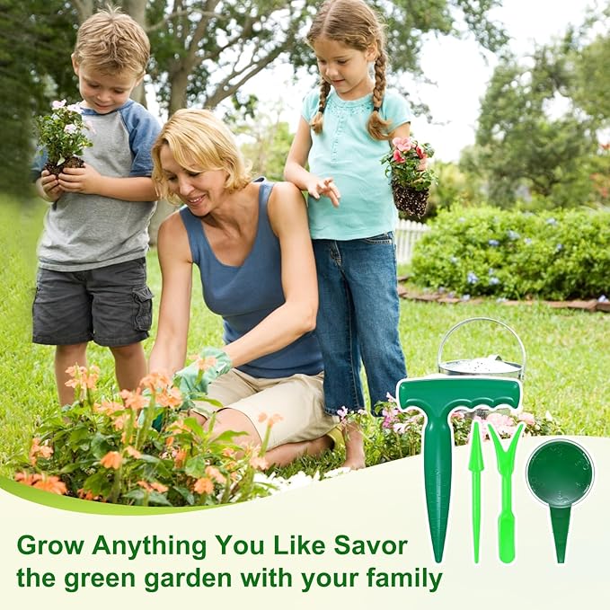 M METERXITY 1-Set Sowing Seeds Dispenser, Plastic Adjustable Hand Planter Seeder Tool Seedlings Dibber and Widger for Transplanting/Flower Planting, Small Gardening Tools [Light Green]