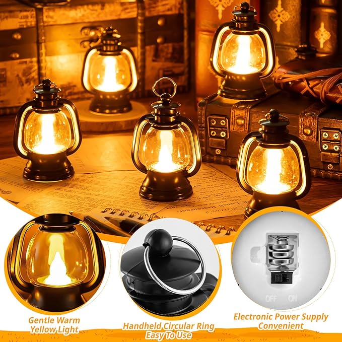 24 Pcs Halloween Mini Centerpieces for Tables with LED Simulation Candle, 4 Inch Small Hanging, Decorative for Wedding Centerpiece Tables (Warm Yellow