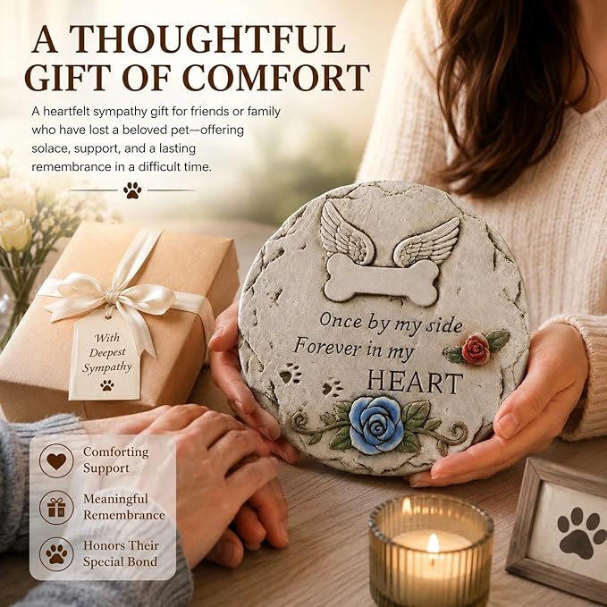 bechive Pet Memorial Stones for Loss of Dog, Memorials & Funerary Decorative Garden Stepping Stones for Outdoor, Dog Grave Headstones Marker, Pet Sympathy Bereavement Gift