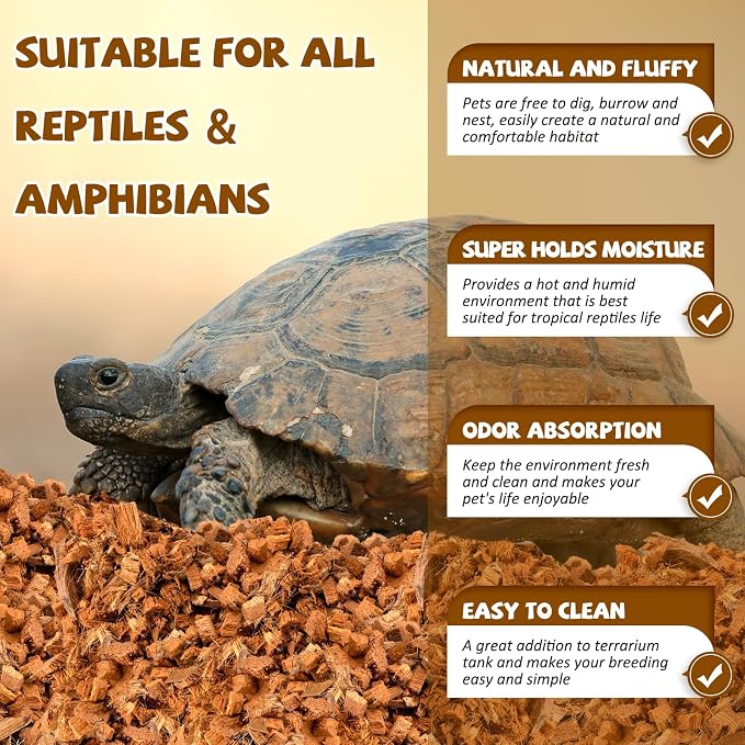 Legigo 2 Pack Coconut Chip Substrate for Reptiles, Natural Coco Husk Chip Reptiles Bedding, Compressed Coconut Chip Substrate for Snake, Tortoise, Ball Python, Gecko, Lizard Terrarium Tanks