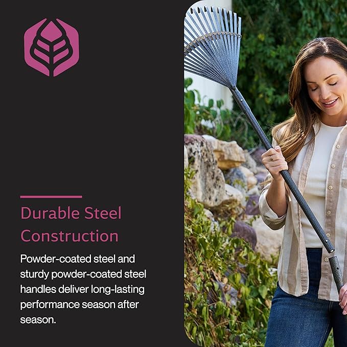 Yard Butler ILT-208 World’s Greatest Rake Set Garden Rake for Lawncare - Convenient Garden Cleaning Accessory - Lightweight Wooden Handle - Steel Tines - Easy to Maneuver