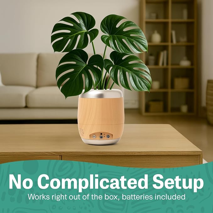 PLANTPETZ Extra Large Robotic Planter – Smart Planter Fits 6 Inch Pots | Bluetooth Speaker | Interactive Smart Plant Pot Turns A Real Plant Into a Touch/Motion Responsive Companion - Sequoia