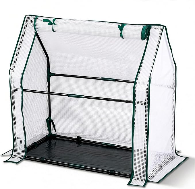 Mini Greenhouse for Indoor Outdoor,36"x18"x33" Tabletop Portable Green House with Waterproof Pad for Small Plants Nursery Germination (White)