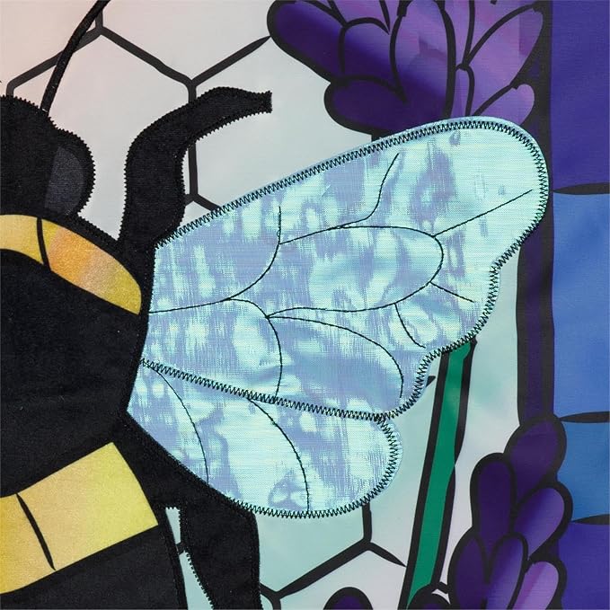 Lavender Honey Bee Applique House Flag