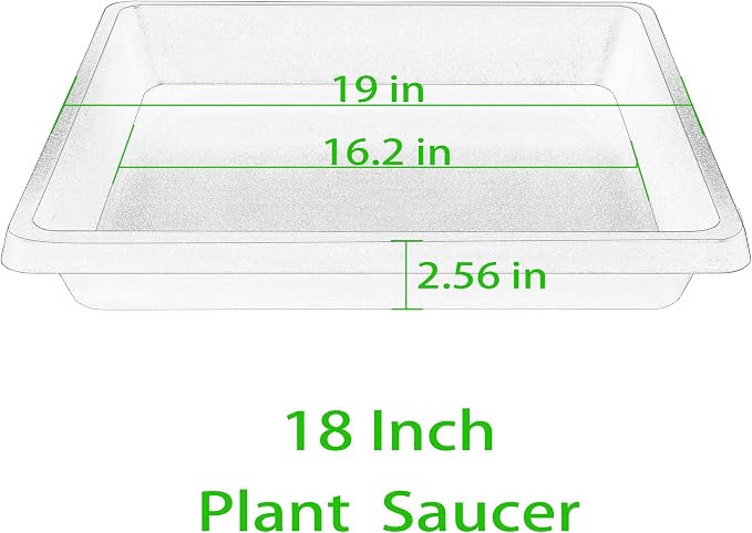 Square Plant Saucer 18 Inch 2 Pack, Extra-Deep Large Saucers for Potted Plants, Plastic Plant Trays for Indoors No Holes, Plant Water Catcher Tray, Flower Pot Drip Trays Plant Plate
