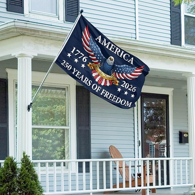 USA 250th Birthday Flag 3x5 Ft with Two Brass Washers for Outdoor Garden and Porch Deck Lawn Yard Decor 1776-2026 250 Years Anniversary Celebration Activity Sign (250 Years Anniversary Flag 3x5ft)