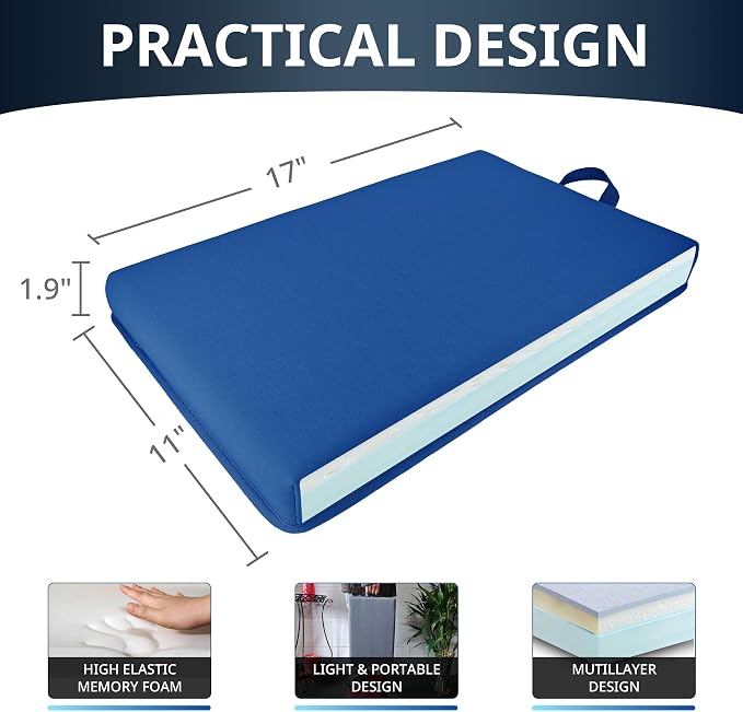 Extra Thick Kneeling Pad, Bath Kneeler Pad, Garden Kneeling Pad for Knee, Water Resistant Soft Memory Foam Cushioning for Workout, Yoga, Bathing, Physical Therapy, Prayer Pillow, Blue