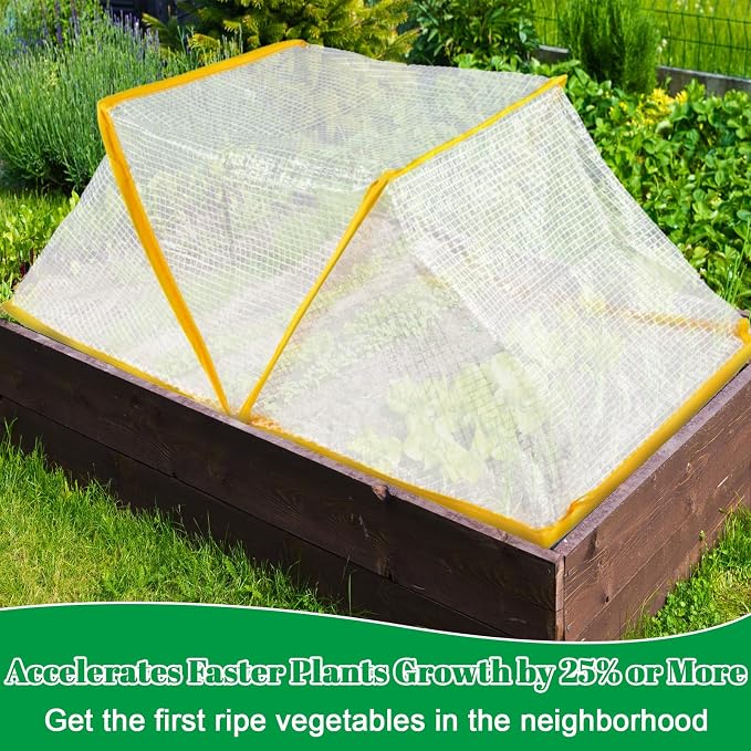 31.9" x 12.2" x 14.1" Garden Row Accelerator Plants Cover for Winter, Foldable Raised Garden Beds Cover Plant Protector,Mini Greenhouse Cover for Protecting Vegetable Fruit from Animals