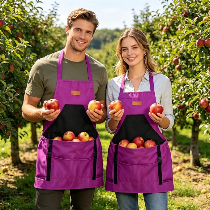 Gardening Apron,Harvest Apron with Multi-pocket for Men Women, Adjustable Cross-Back Straps, Garden Gifts for Mom,Dad