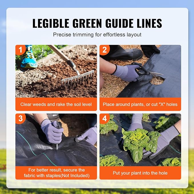 VEVOR 4FTx300FT Premium Heavy Duty Weed Barrier Landscape Fabric, 3.2OZ Woven Geotextile Fabric Under Gravel, High Permeability for Weed Blocker Weed Mat, Driveway Fabric, Weed Control Garden Cloth | Soil-Friendly ,Smooth and Precise Edges