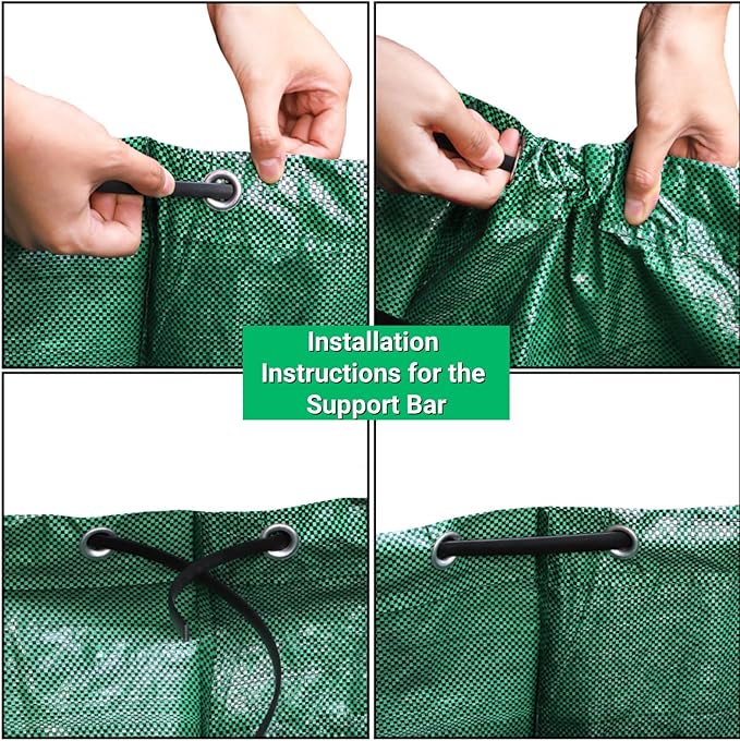 4 Pack 72 Gallons Reusable Yard Waste Bag, Large Lawn and Leaf Bags with 4 Reinforced Handles, Heavy Duty Large Garden Waste Bin Container for Leaves, Grass Clippings, Camping Yard Recycling