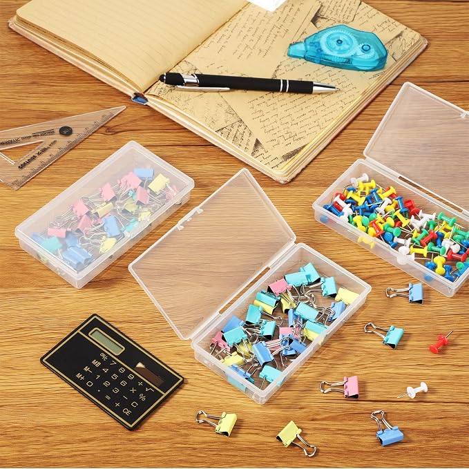 SATINIOR 24 Packs Small Clear Plastic Beads Storage Containers Box with Hinged Lid for Storage of Small Items, Crafts, Jewelry, Hardware (4.8x2.44x0.9 Inches)