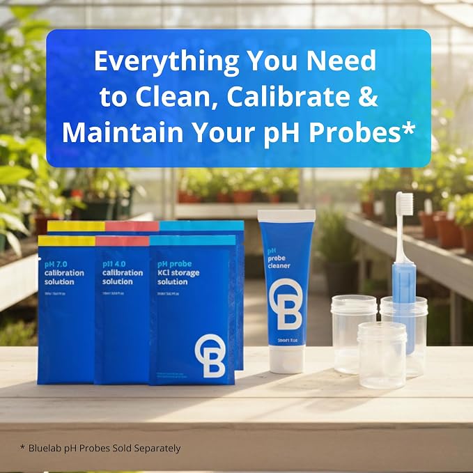 Bluelab CAREKITPH pH Probe Care Kit with Calibration Solution, Storage Solution, and Brush, used for pH Pen, Meter, Monitor, Controller and Tools for Hydroponic System and Indoor Plant Grow