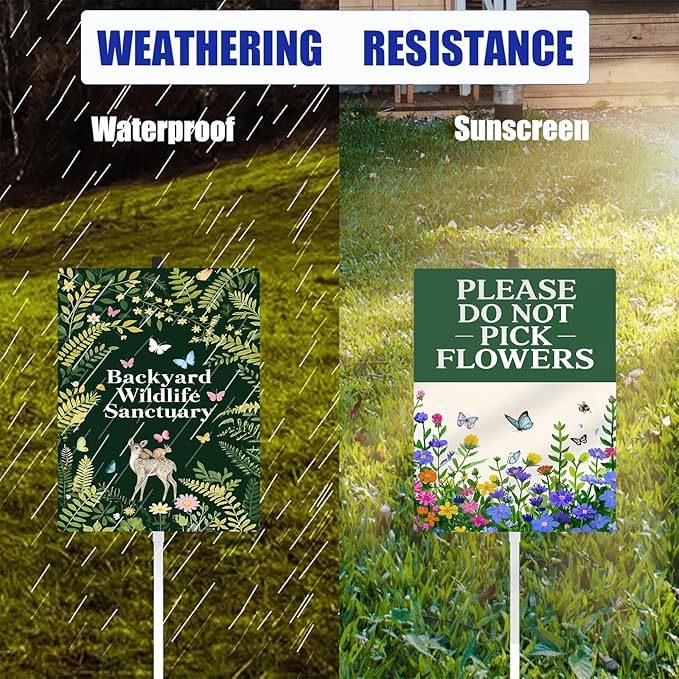 Do Not Mow Do Not Spray Native Prairie Planting Area Yard Sign with Stakes No Mow May Aluminum Lawn Sign Stand for Yard Garden Pollinator Wildflower Habitat Outdoor Decorations